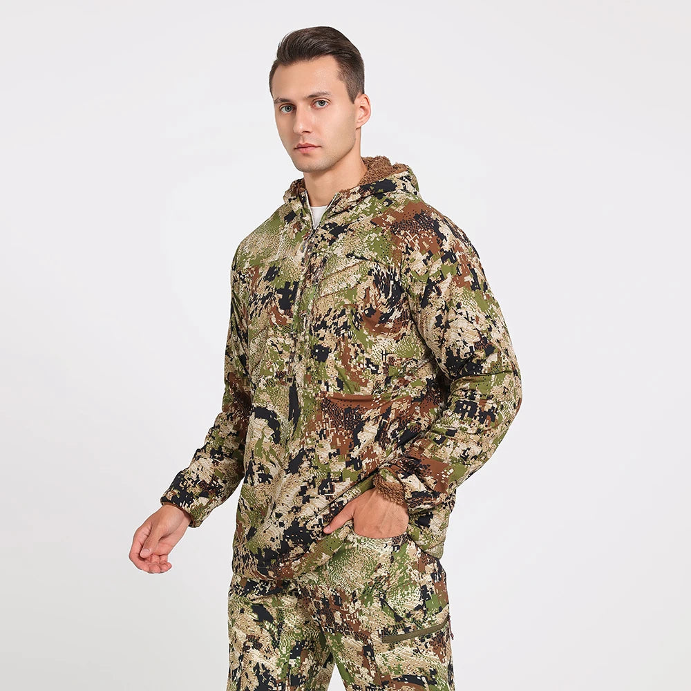Ambient Hoodie Hunting Apparel Outdoor Camo Hoodie Spring Fall Fleece Lining Hunting Light Jacket