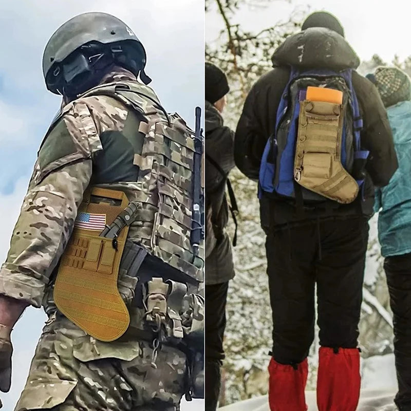 Tactical Christmas Stocking MOLLE Webbing Zip EDC Pocket Outdoor Hiking Hunting Accessories Bag Gift for Veterans