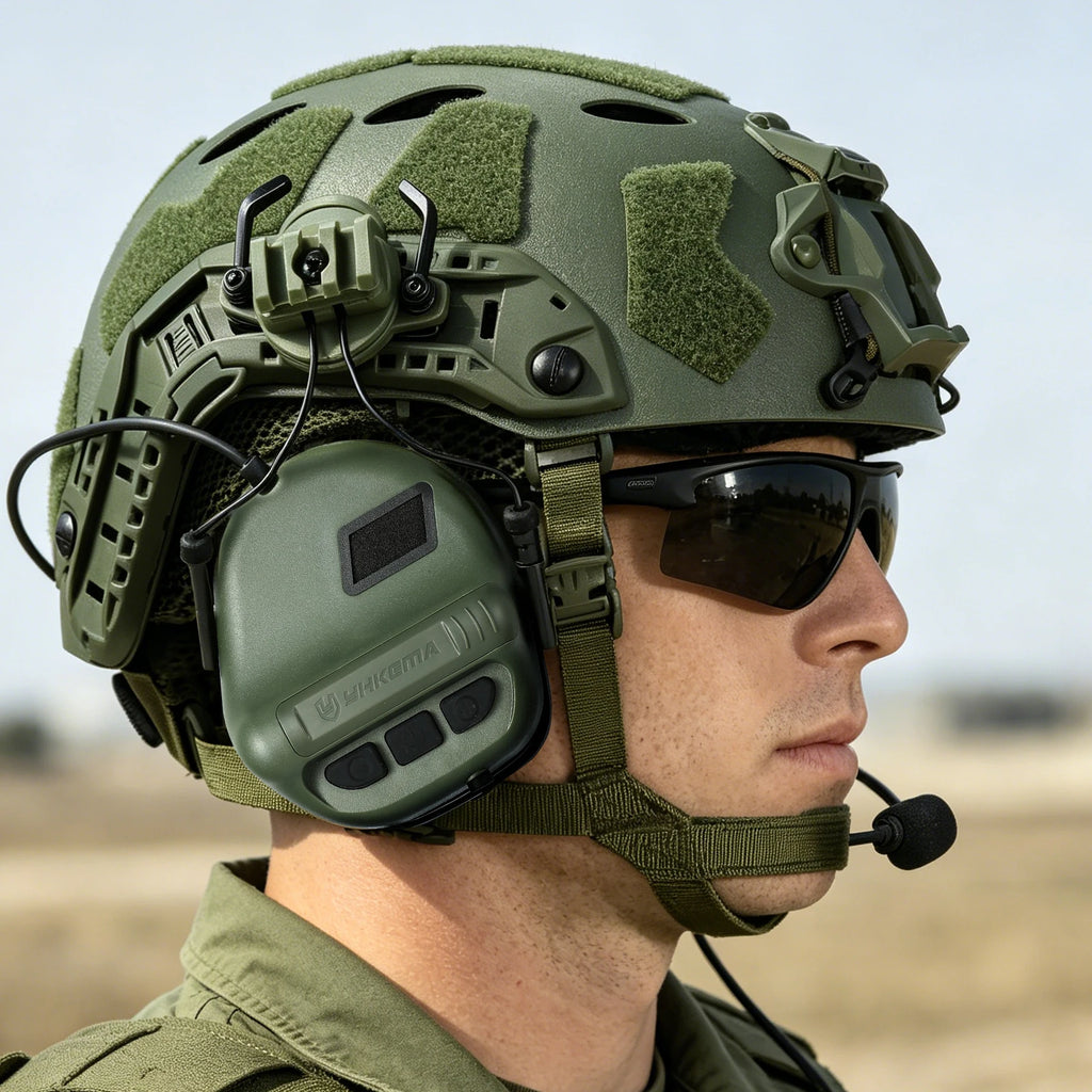 YHKEMA E80 Tactical Electronic Headset, Active Noise Reduction & Sound Amplification Shooting Earmuffs with Microphone