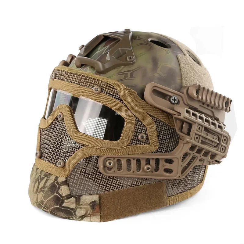 Full Covered Tactical Helmet HD Lens Airsoft Paintball Sports Protective Helmets  Combat CS Shooting Safety Helmet