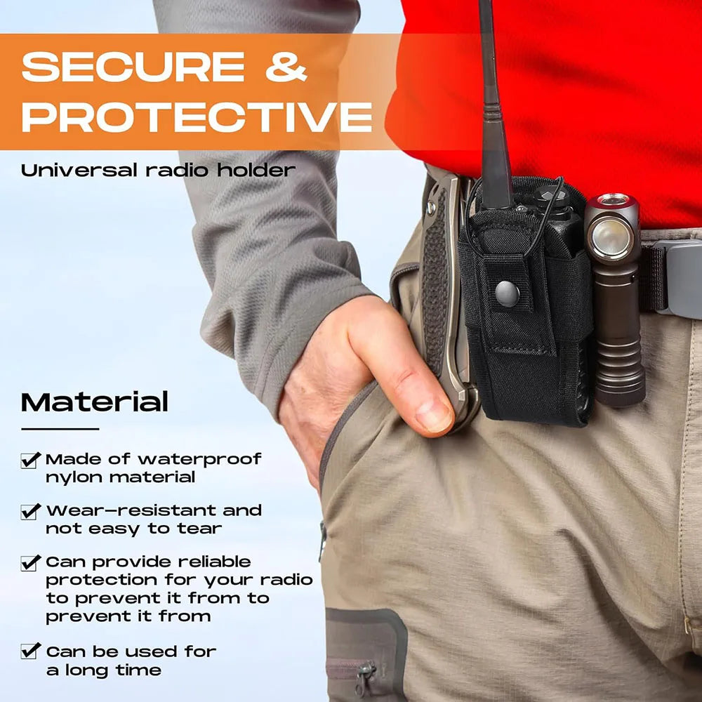 Universal Radio Holster MOLLE Walkie‑Talkie Pouch Tactical Radio Bag for Duty Belt Vest Hunting Camping Adventure