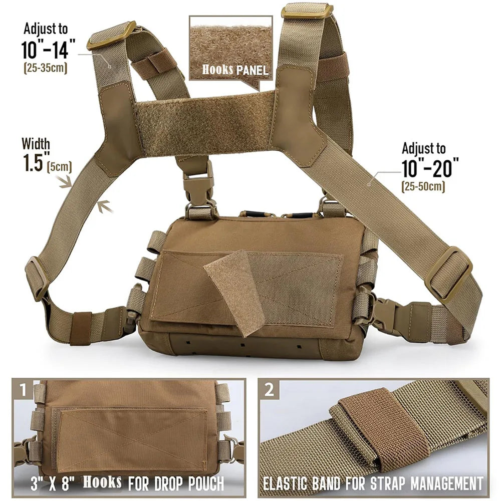 Tactical Chest Bag Backpack Camping Hunting Fishing Travel Molle Vest EDC Front Pouch Outdoor Recon Kit Pack Waist Shoulder Bags