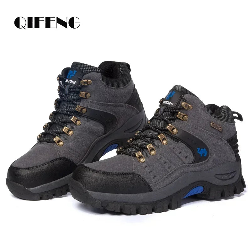 Large Size Outdoor Ankle Boots Men Non Slip Fashion Lace Up Climbing Leather Winter Cowboy Boots Trekking Hiking Footwear Summer