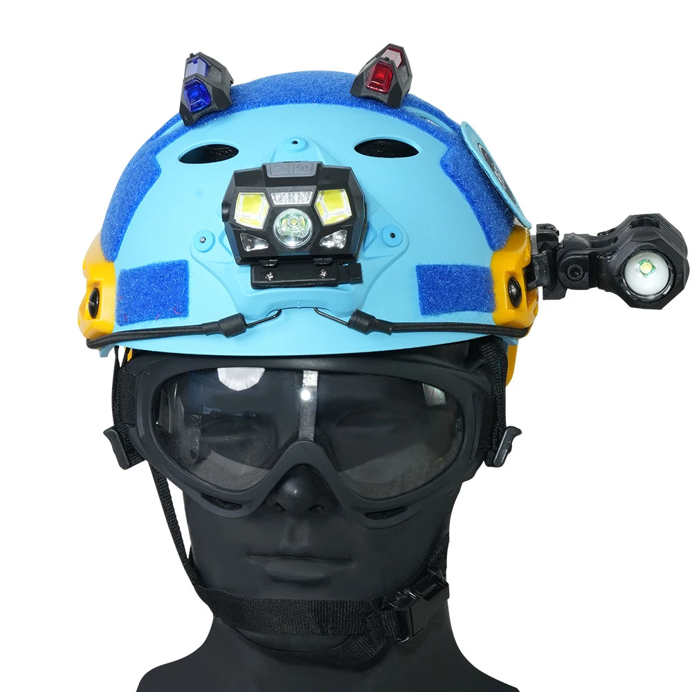 BOOIU Blue Tactical Helmet PJ Hole Rescue Lightweight Adjustable Knob Multifunctional Safety Training Emergency FAST Helmet Set