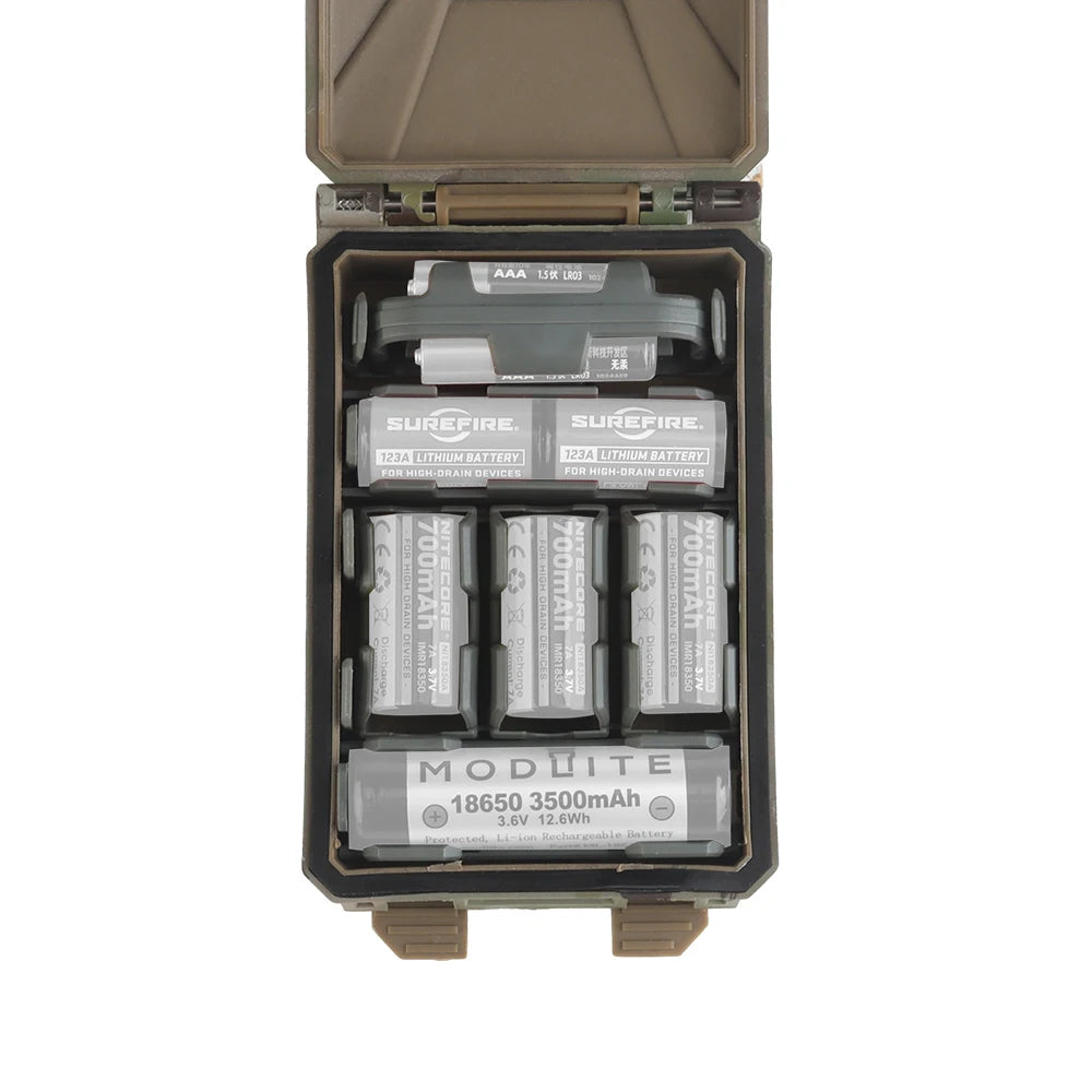 Tactical Modular Battery Case for 18350 AAA 18650 CR123 CR2032 Batteries Holder Waterproof Dustproof Box Integrate MOLLE