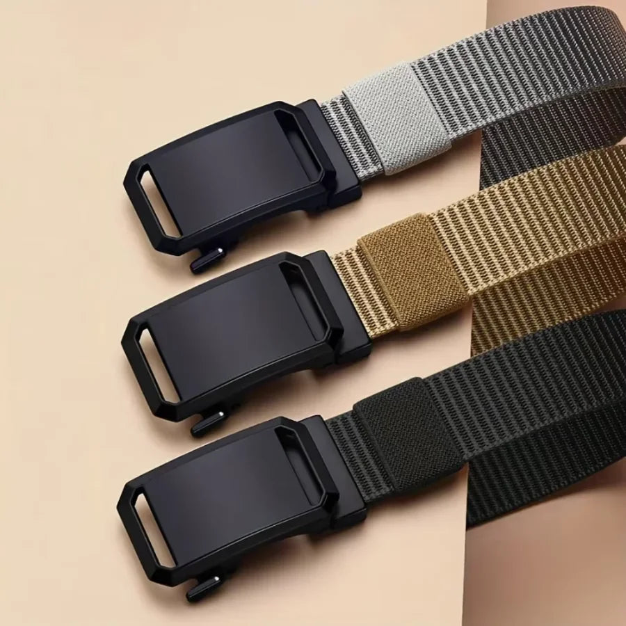 2PCS 2026 New Automatic Buckle Belt, Canvas Tactical Workwear Casual Outdoor Military Training Pants Belt For Men