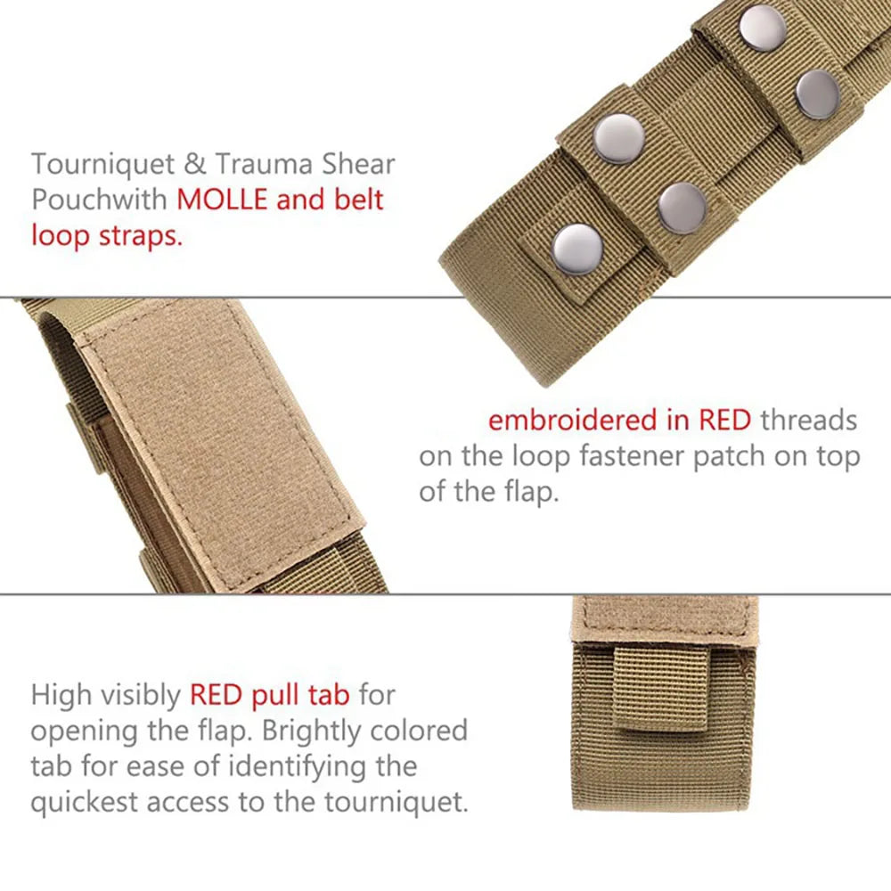 MOLLE Nylon Tourniquet Pouch Holder First Aid Kit EDC Waist Bag Portable Medical Shears Pouch Outdoor Flashlight Knife Holster