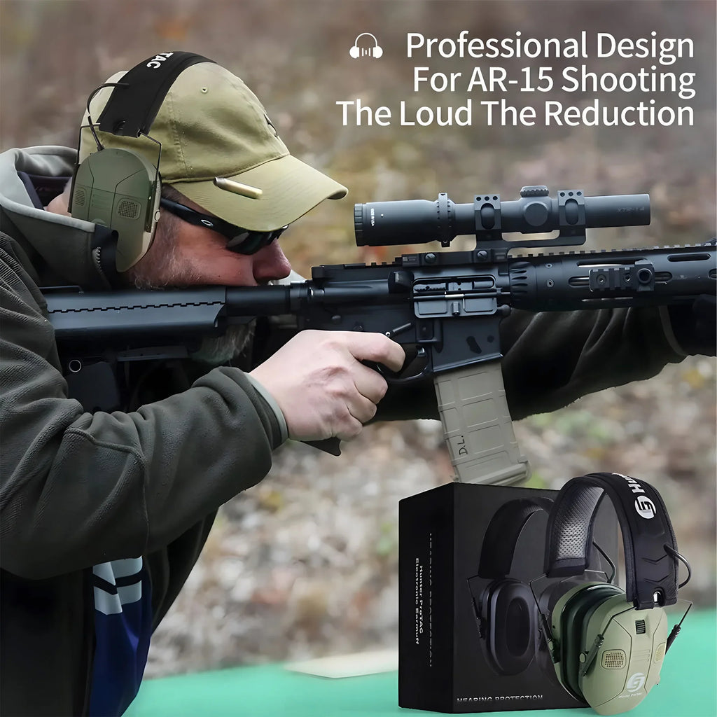 Professional Tactical Headphones with Active Noise Reduction Sound Isolation for Shooting Training and Safety Use