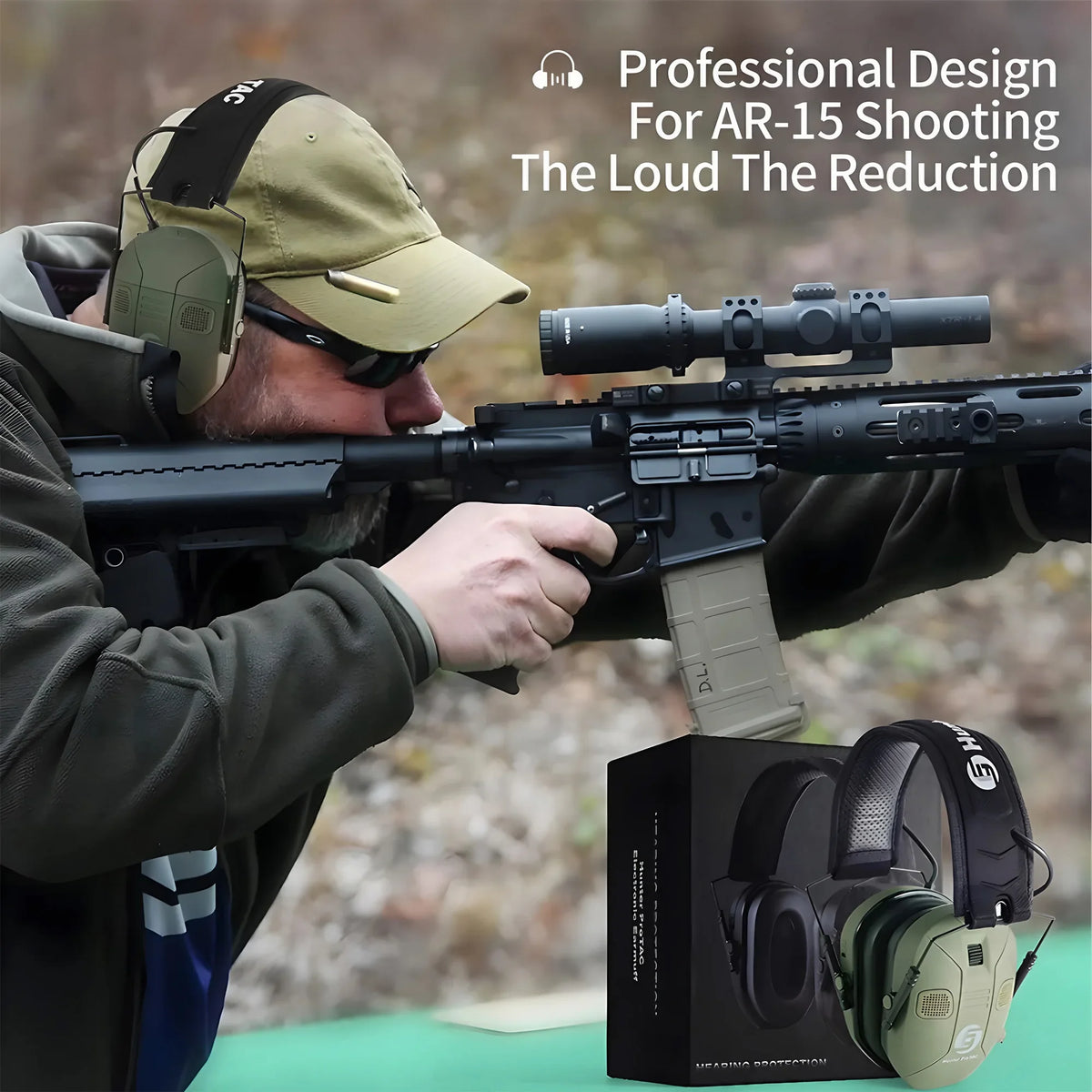 Professional Tactical Headphones with Active Noise Reduction Sound Isolation for Shooting Training and Safety Use