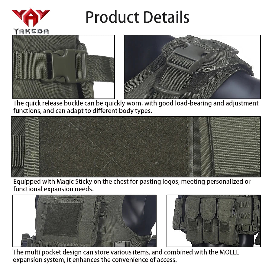 YAKEDA Multi functional Security Training Vest Belt Buckle MOLLE Expansion System Adjustable