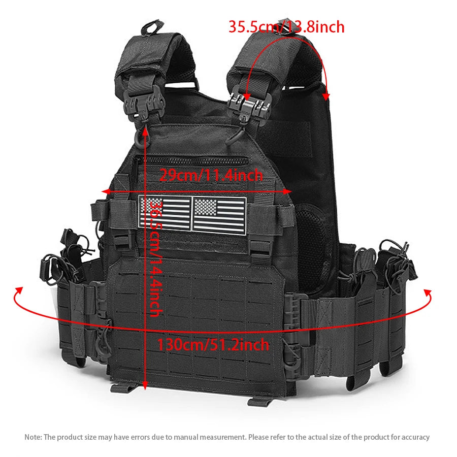 Black Multifunctional Hunting Vest with National Flag Sticker, Suitable for Outdoor Sports