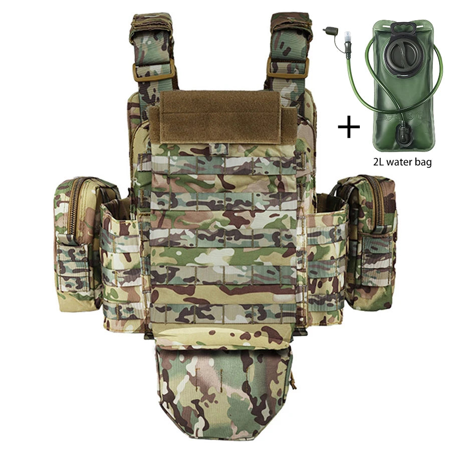 Outdoor Multifunctional Camouflage Vest with 2L Water Bag, Breathable and Comfortable Outdoor Adventure Equipment