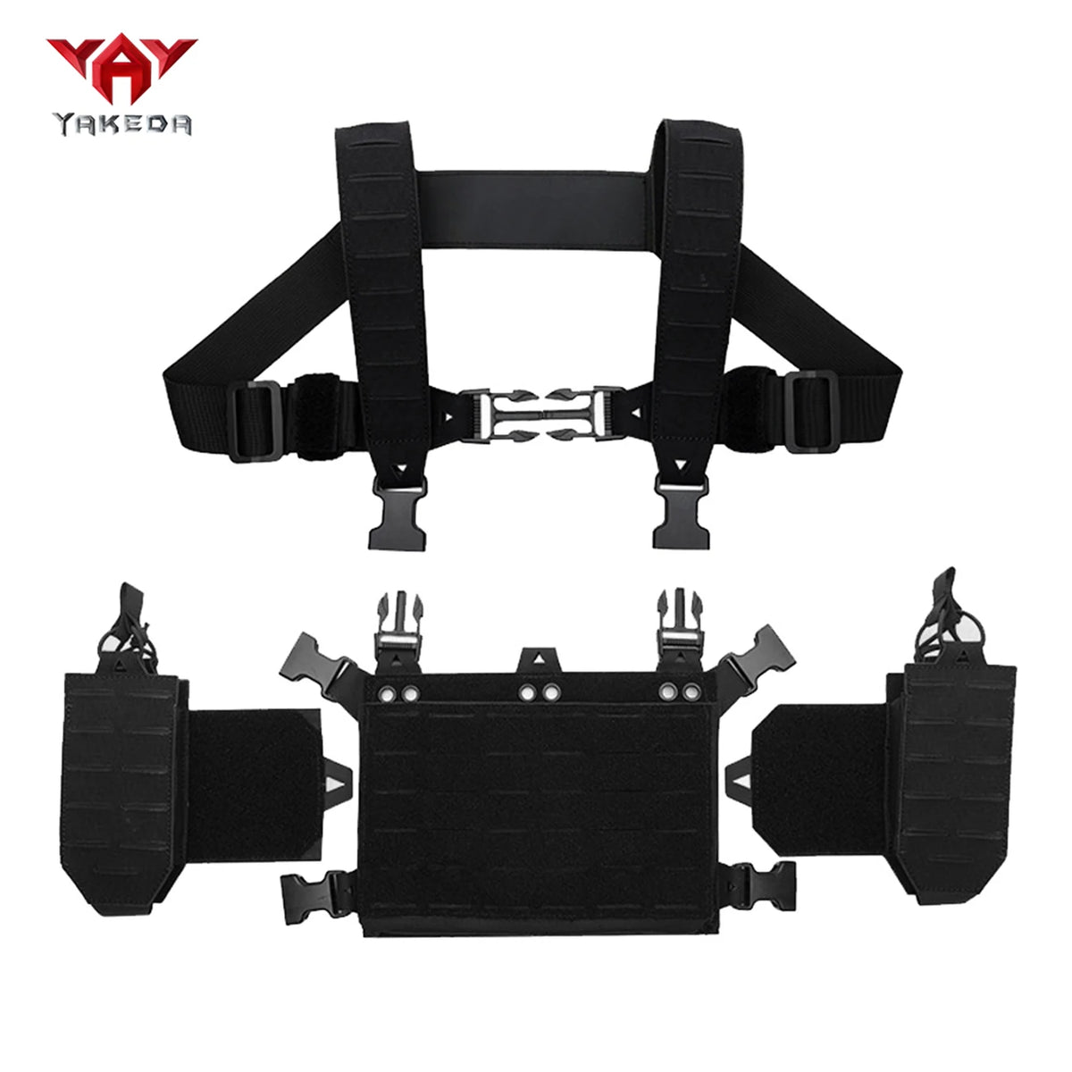 YAKEDA modular chest hanging hunting vest with quick release buckle and laser cutting MOLLE suitable for outdoor sports