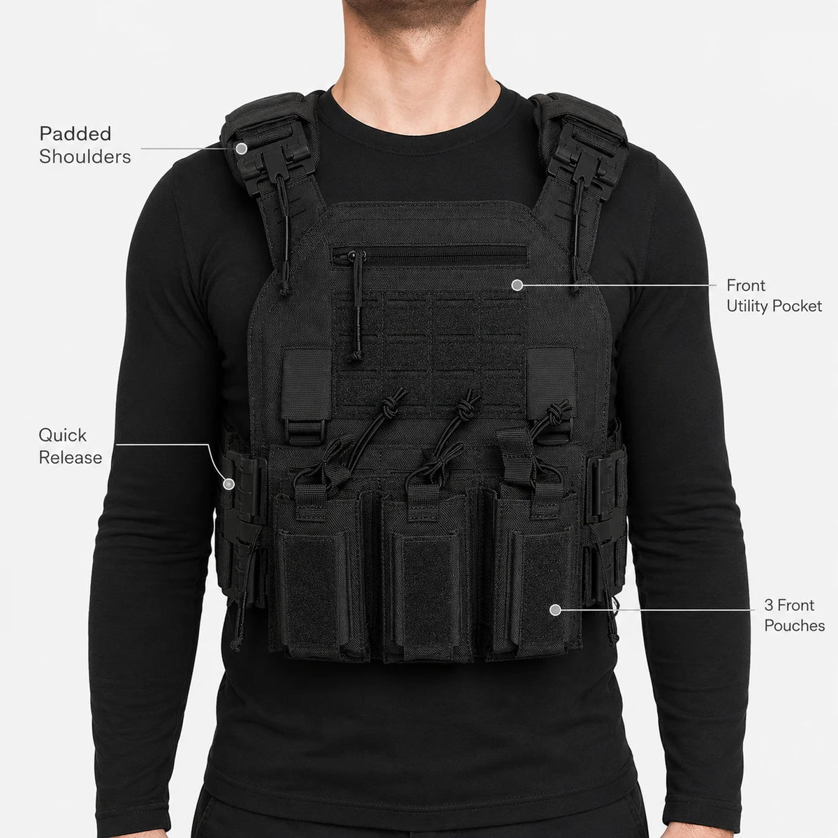 Wear-resistant Quick-Release Laser-Cut MOLLE System Outdoor Hunting Training Tactical Vest Made of Nylon Material