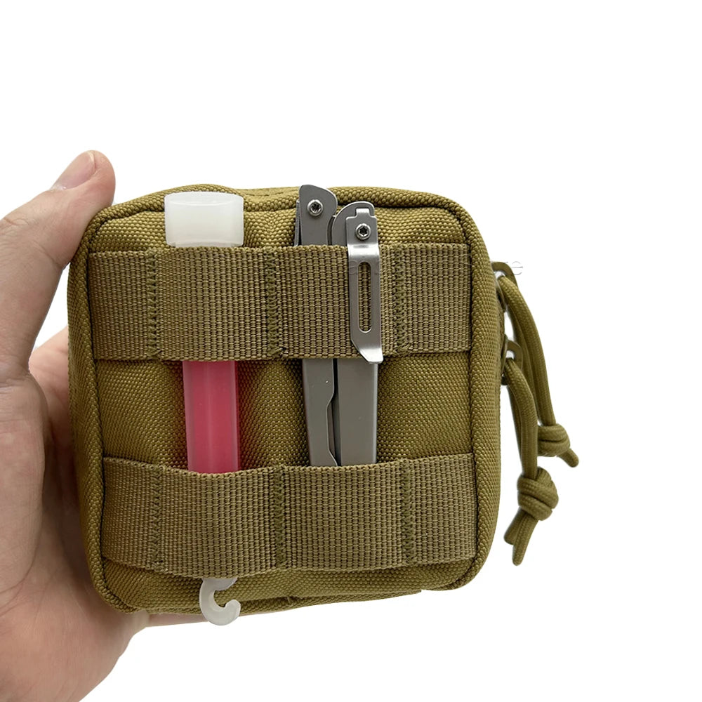 Small Tactical Pouch Micro Utility MOLLE Pouch Removable Clear ID Pocket Mini Knife Compass Flashlight Card Storage Bag Belt
