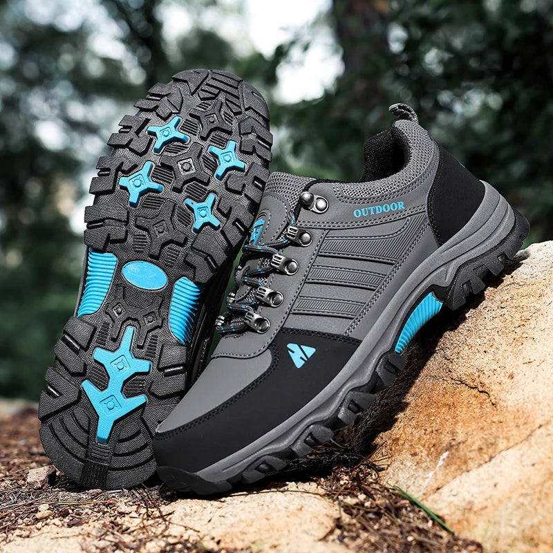 Men's Hiking Shoes outdoor waterproof Leather Anti Slip Comfortable Hunting Walking Shoes Wear-resistant Casual Sneakers