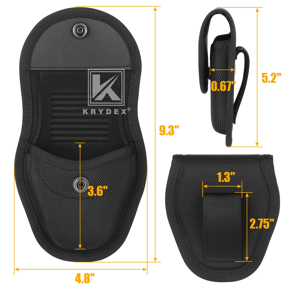 KRYDEX Tactical 1000D Nylon Handcuff Case Single Handcuff Pouch Hidden Snap For Law Enforcement & Security Guard Equipment