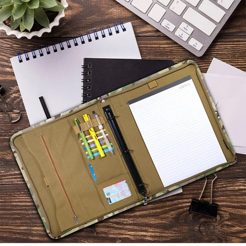A4 A5 A6 Multicam Camo Tactical Notebook with Zippered Padfolio Ring Binder Loose-Leaf Paper Weatherproof Notepad