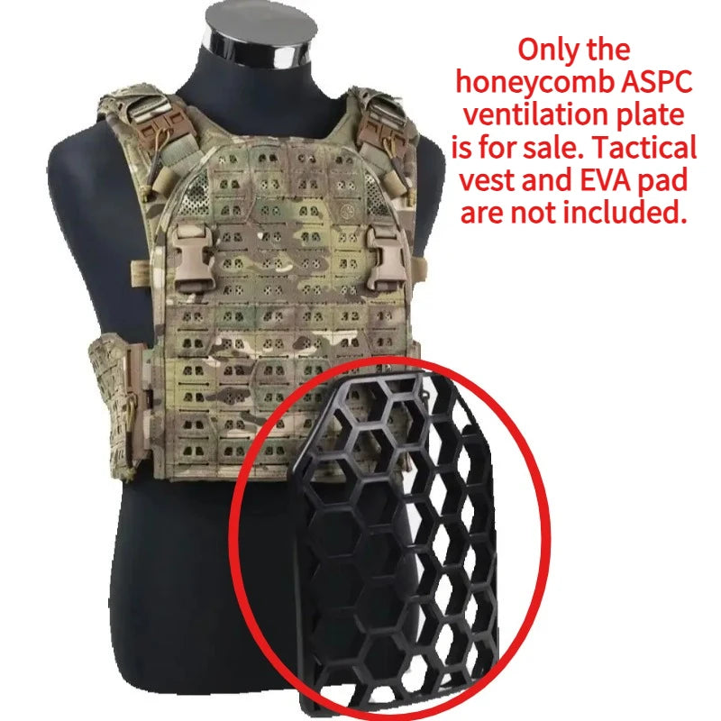 ASPC Honeycomb Ventilated Back Support Plate For Tactical Plate Carrier Vest, Breathable Airflow Rigid Insert Board