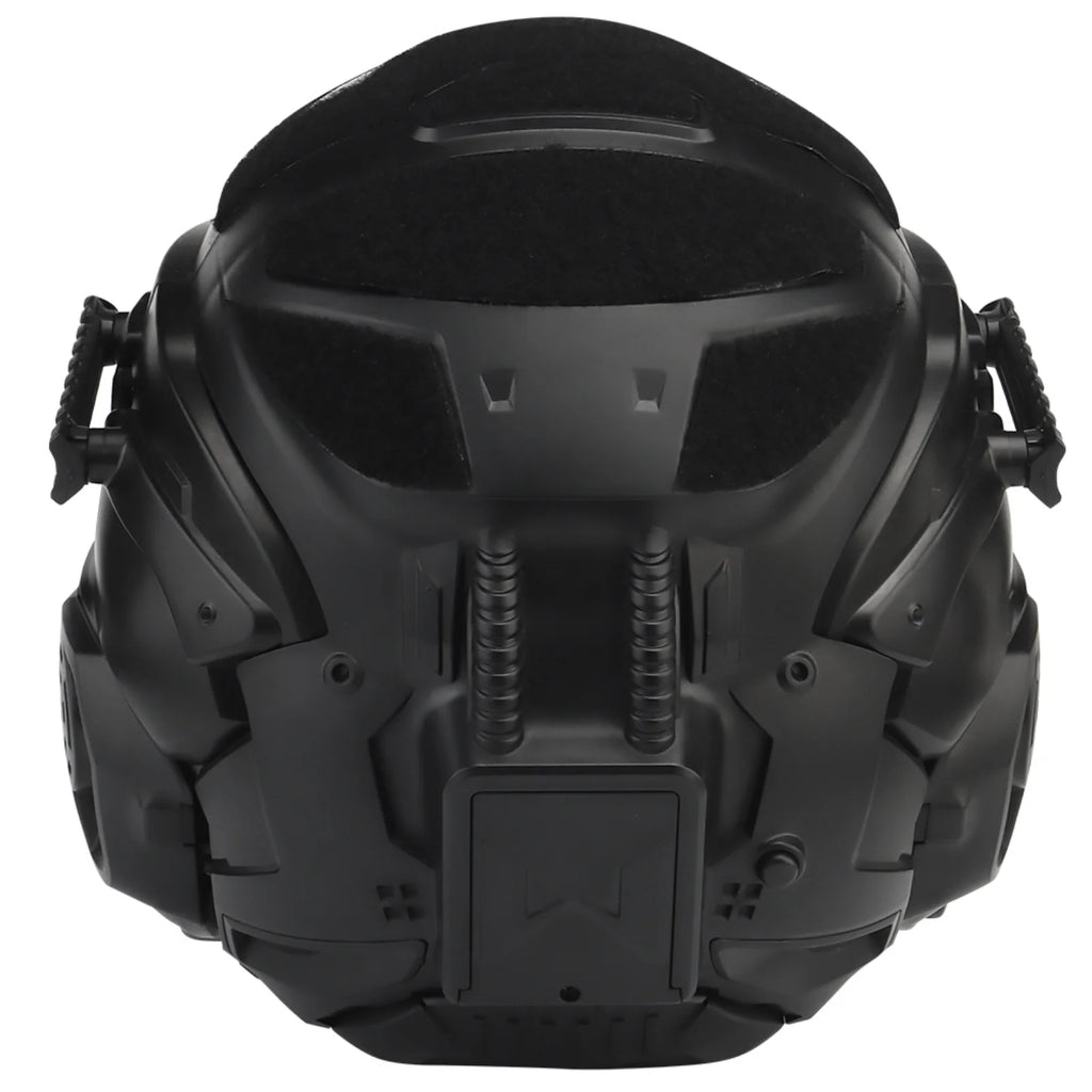 Assault I Airsoft Helmet Full Face Tactical Helmet with HD Headset Anti-Fog Fan 2 Pairs Lens Flip Mask for Outdoor CS