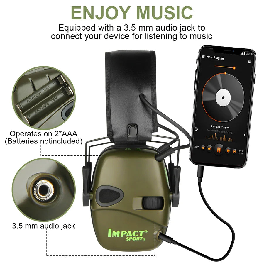 Electronic Shooting Earmuff Sports Shooting Impact Outdoor Anti-Noise Headset for Noise Reduction Foldable Noise Headphone