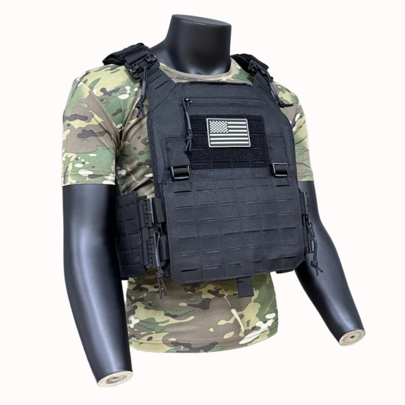 Military Style Tactical Training Vest Multi-Pocket MOLLE Waistcoat Outdoor Daily Exercise Field Training Clothes 6094 black