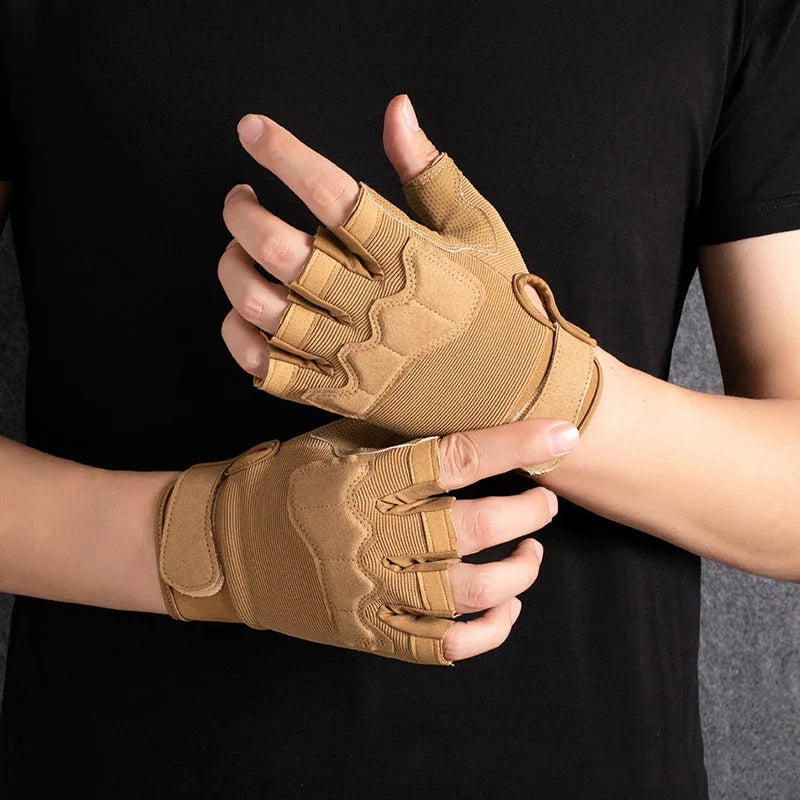 Unisex Half Finger Tactical Cycling Gloves Shock Absorbing Non-Slip Durable Padded for Motorcycle Training Gym Fitness Sports
