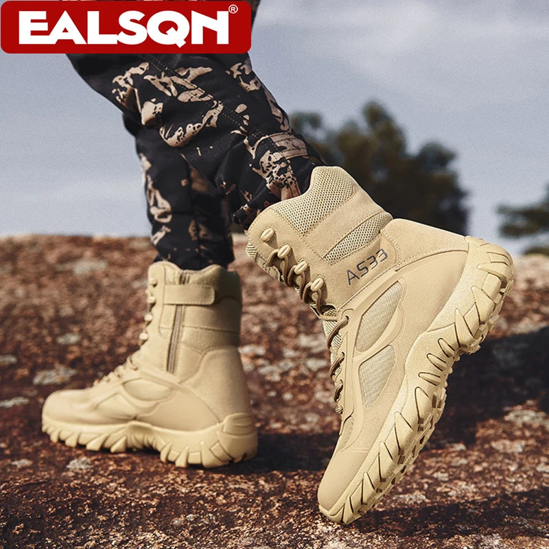 Men’s Military Tactical Boots Anti-wear Non-slip Hiking Combat Shoes Outdoor Boots for Camping Hunting Work Plus Size 39-47