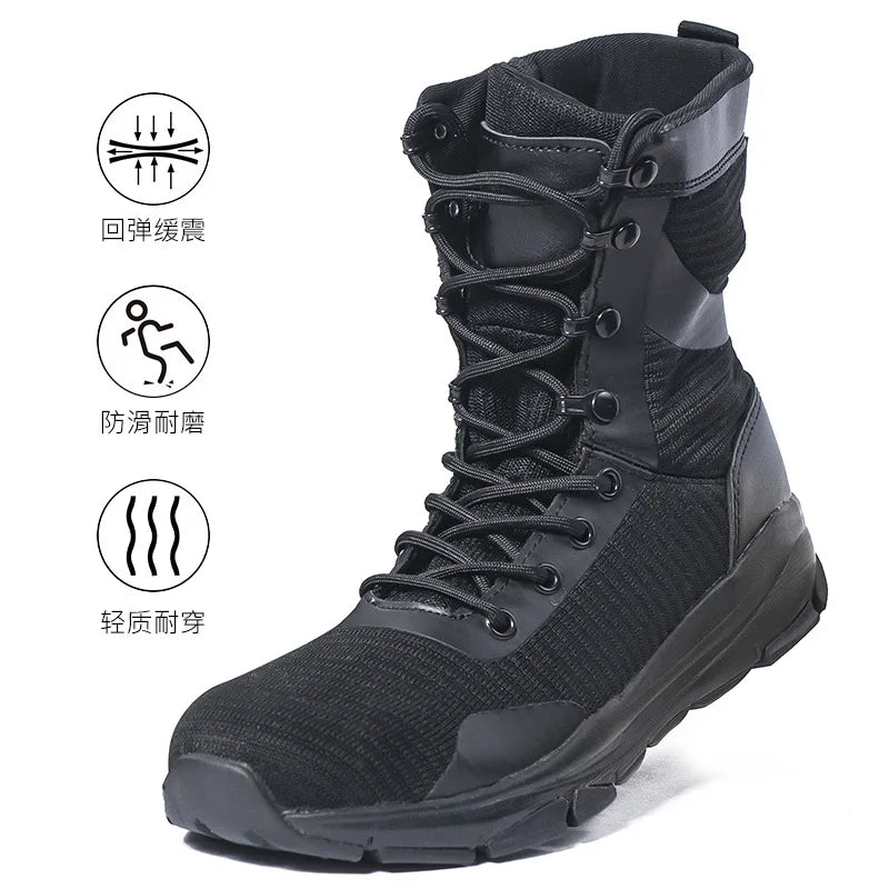 Men  super Lightweight Summer Breathable Boots Tactical Airsoft Paintball Boots Side Zipper Male Desert Combat Ankle Boots