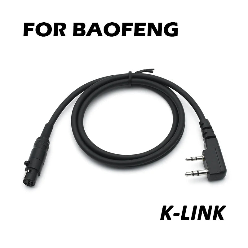 For FCS-TACTICAL AMP Tactical Headset V20 V60 PTT Connects Cable Adaptor Connector Standard KN6 to BAOFENG KENWOOD TYT