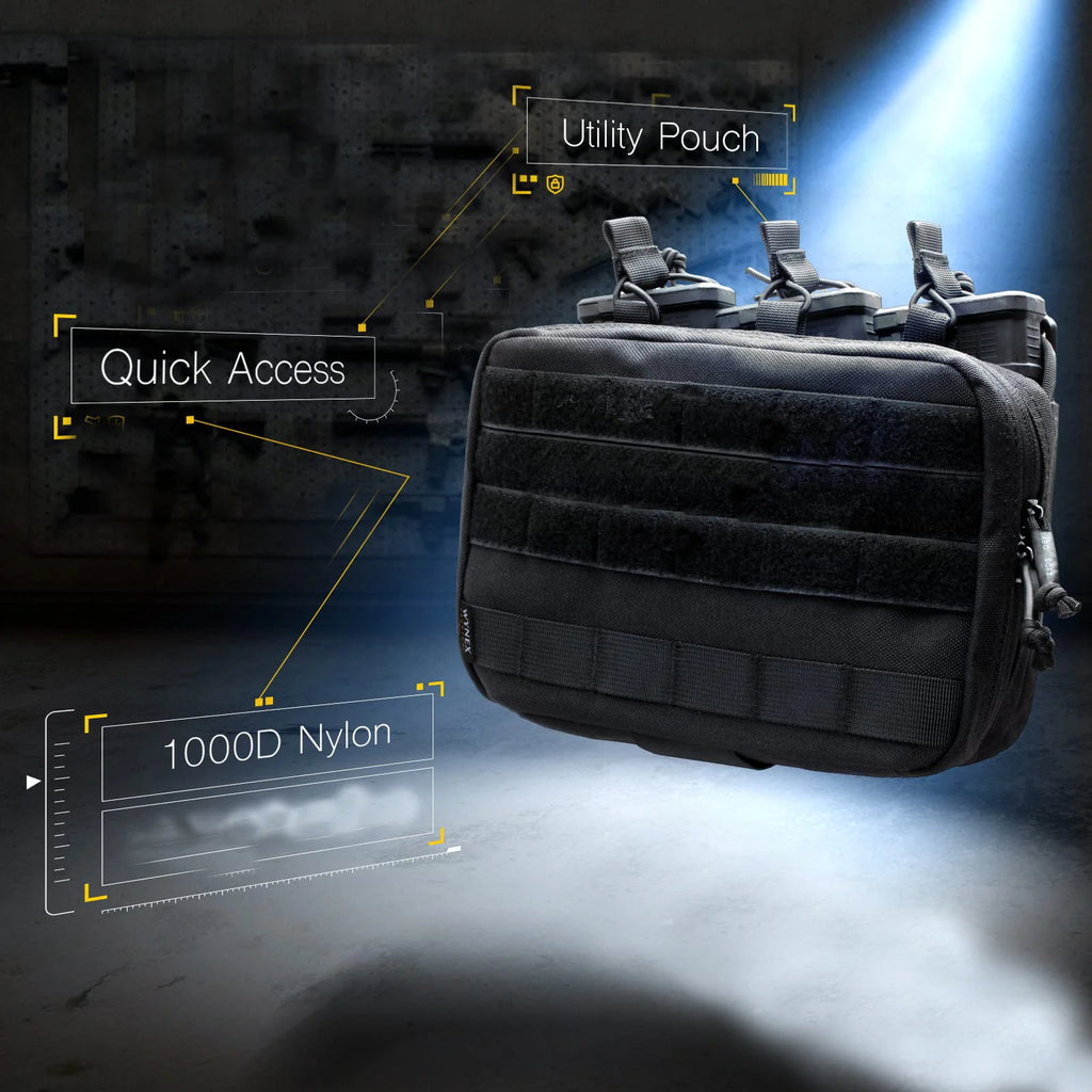 Tactical Mag Admin Pouch, Molle Utility Tool Pouch Medical EMT Organizer with Triple Stacker Magazine Holder for M4 M16