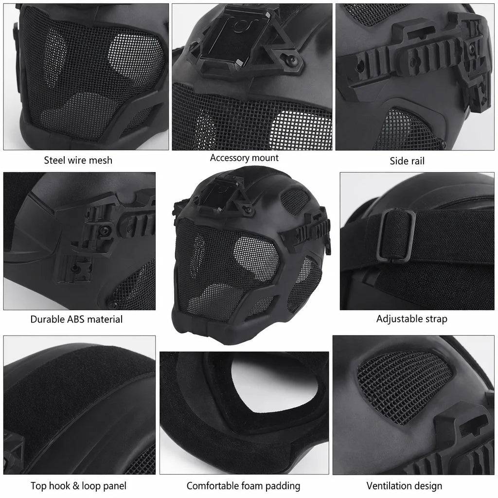 W23 Full Protection Tactical Helmet Breathable Steel Mesh CS Helmet with Adjustable Clasp Hunting Accessories