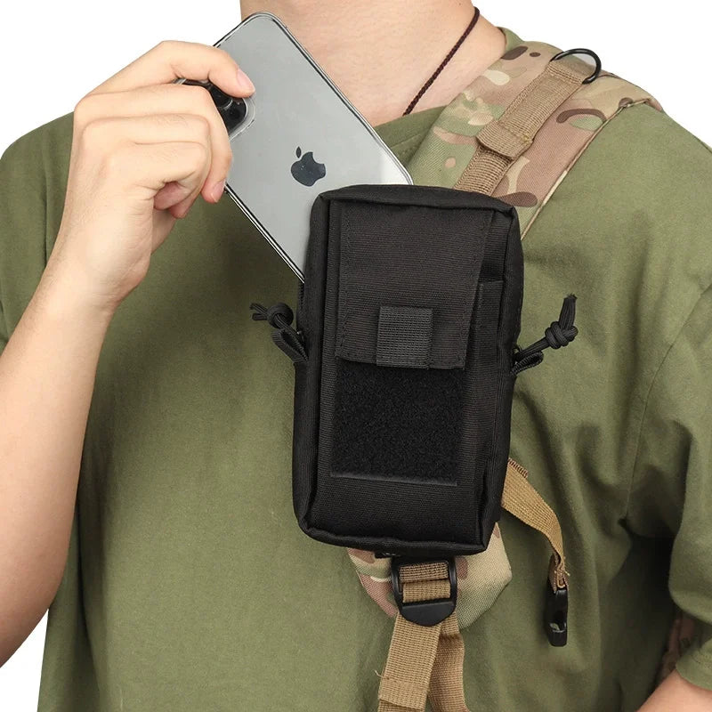MOLLE-Compatible Shoulder Strap Bag | Multi-Function Outdoor Pouch | Phone Holder & Storage for Camping & Hiking Gear