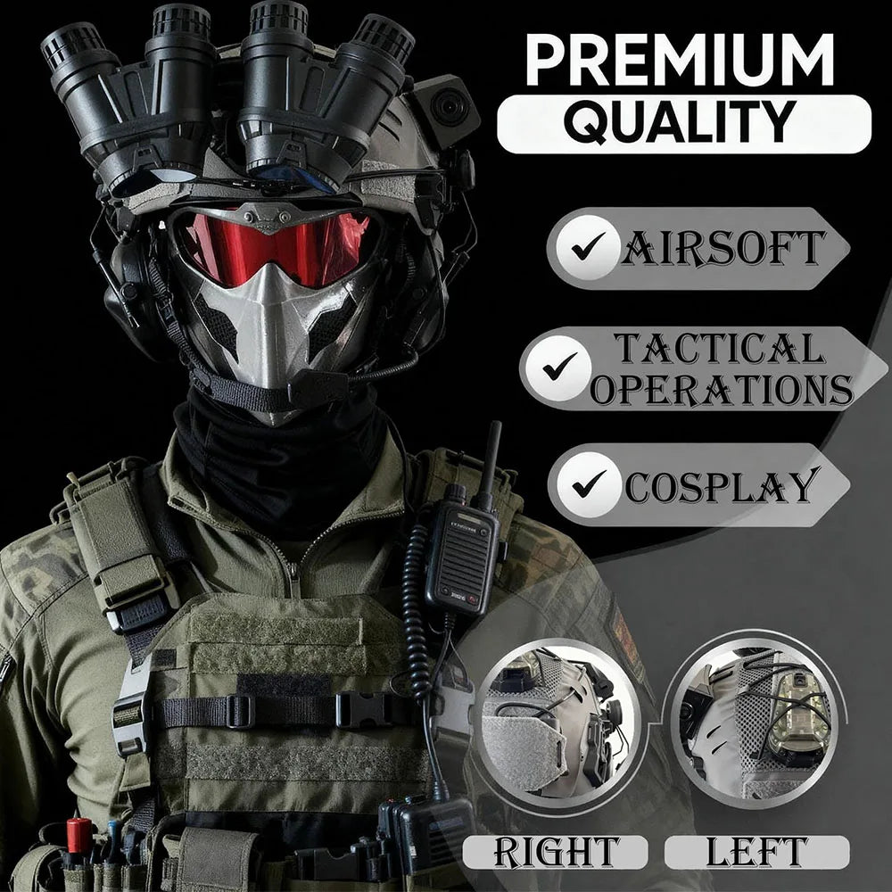 Multifunctional Tactical Airsoft Helmet Set with Cosplay Game Mask Military-Grade Full Face Protection for Outdoor CS Paintball