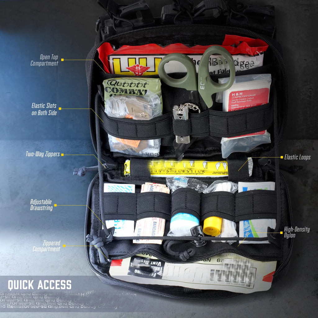 Tactical Mag Admin Pouch, Molle Utility Tool Pouch Medical EMT Organizer with Triple Stacker Magazine Holder for M4 M16
