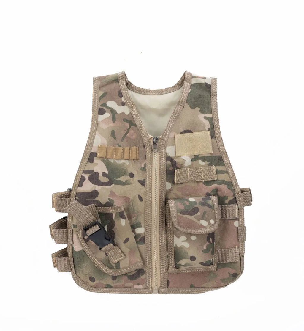 Fans Outdoor Children Tactical Vest Adjustable Camouflage CS Game Vest Kids Nylon Hunting Cosplay Sports Fishing CS Clothing New