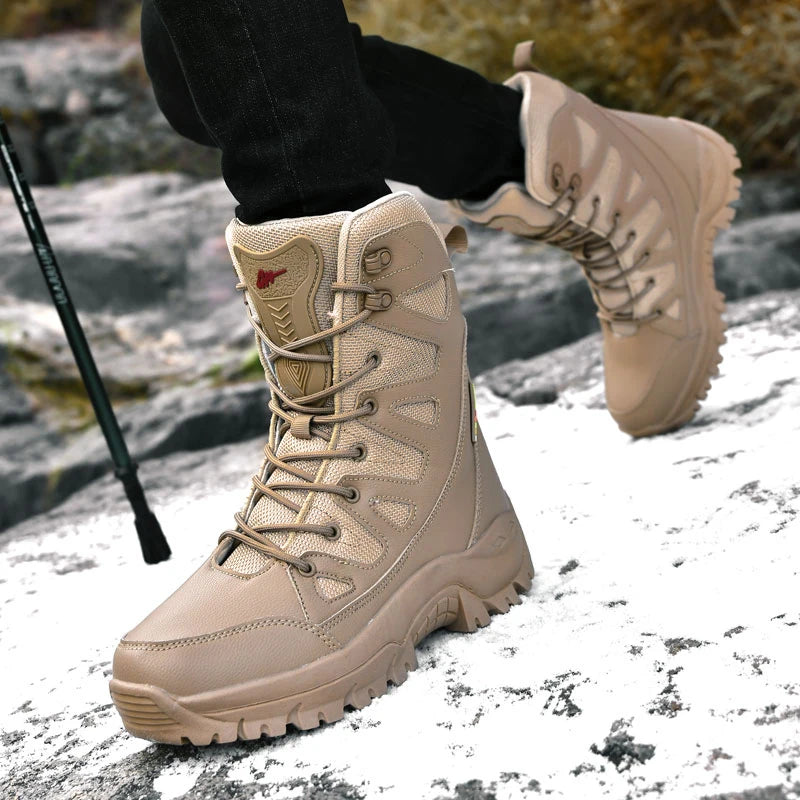 New Style Ultralight Breathable Mesh Canvas Tactical Boots Mens Spring Summer Outdoor Hiking Shoes Army Fan Combat Training