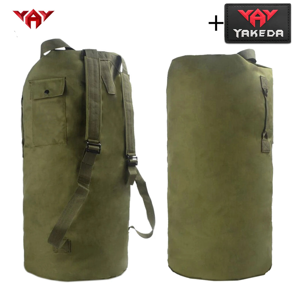 YAKEDA cylindrical double shoulder portable large capacity travel bag, thickened wear-resistant fabric, open drawstring storage
