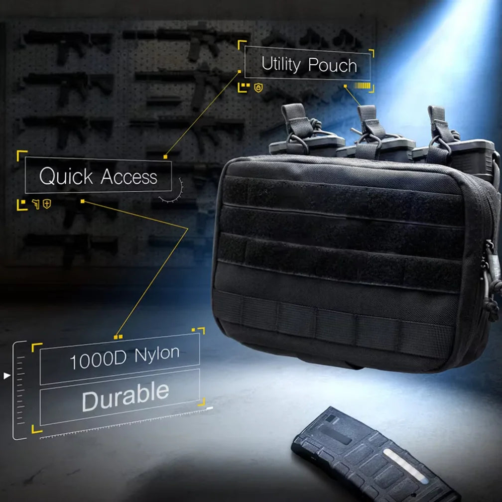 Triple Mag Admin Pouch Tactical Magazine Pouch Molle Utility EDC Organizer Detachable Inner Pocket Mag Holder for M4 M16 5.56mm
