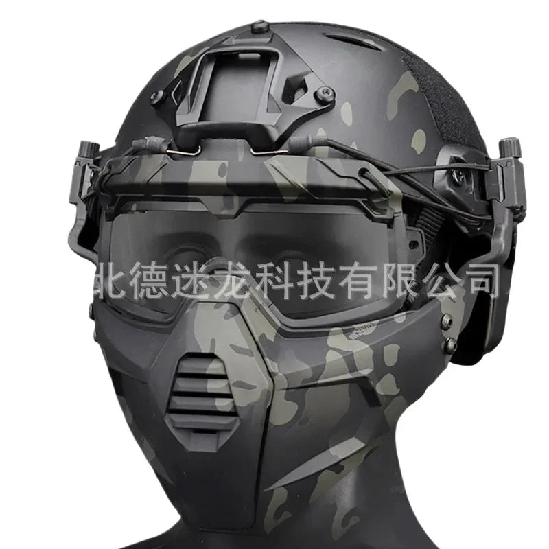 Tactical Helmet with Modular Face Shield and Camo Goggles Compatible with Ops-Core FAST Ballistic Helmet Outdoor Gear
