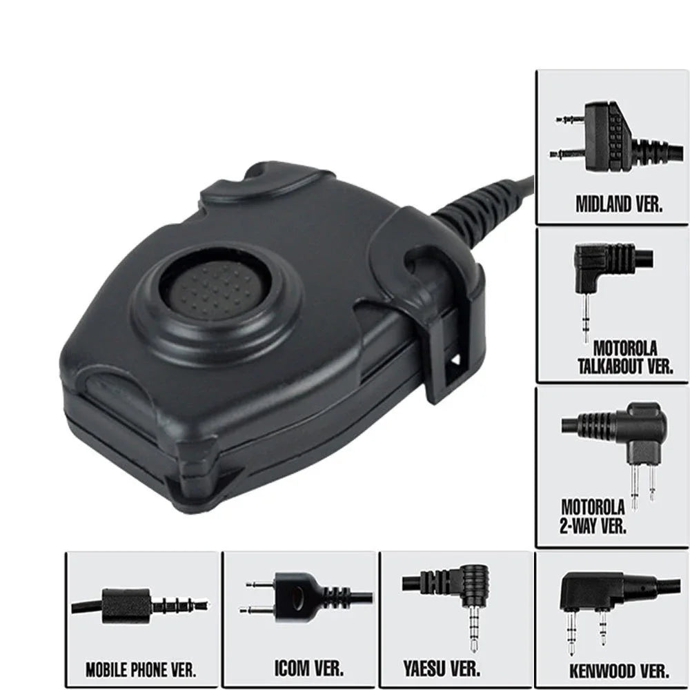 Tactical Headset PTT Adapter Cable For Z Tactical Headset ComtacII H50 MSA SORDIN H60 HD03 Kenwood Baofeng Two Way Radio