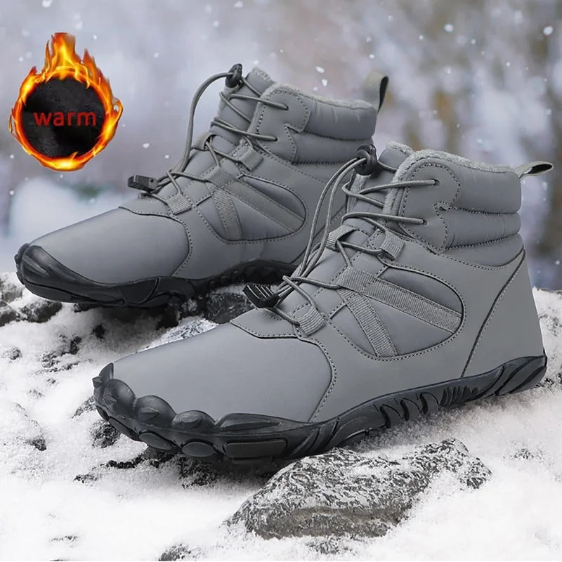 Winter Men Women Waterproof Snow Boots Barefoot Casual Shoes Outdoor Warm Work Shoes Ankle Shoes for Climbing Boots Non-Slip