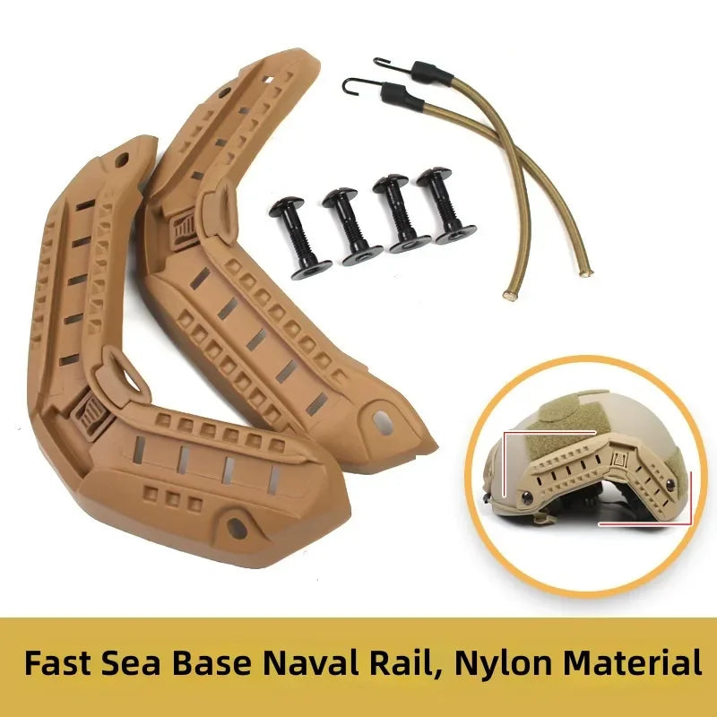 Tactical Helmet with ARC Rail System Nylon Shell and Adjustable Elastic Hook Loop for Maritime Use Compatible with FAST