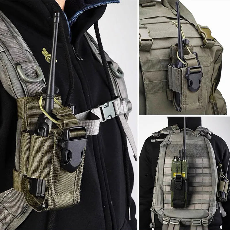 Nylon Talkie Case Adjustable Walkie Talkie Bag Molle Two Way Radio Holster Pouch Tactical Hunting Interphone Hanging Bag