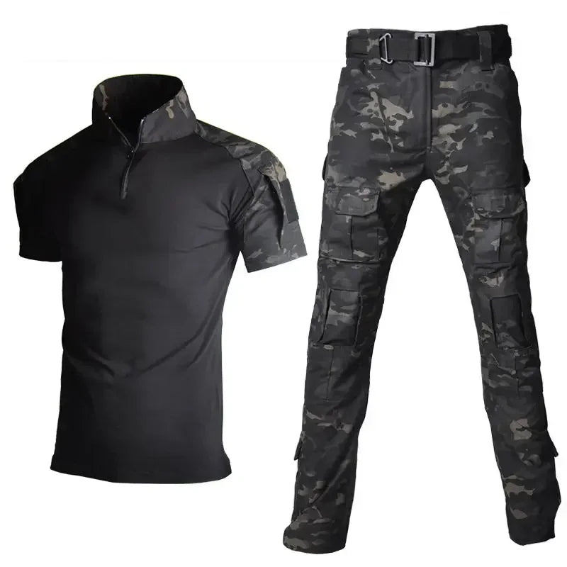 Summer Outdoor Camping Suits Tactical Shirt Men Frog Camouflage Uniform Pants Wear Multicam Sets Hiking Clothes No Pads