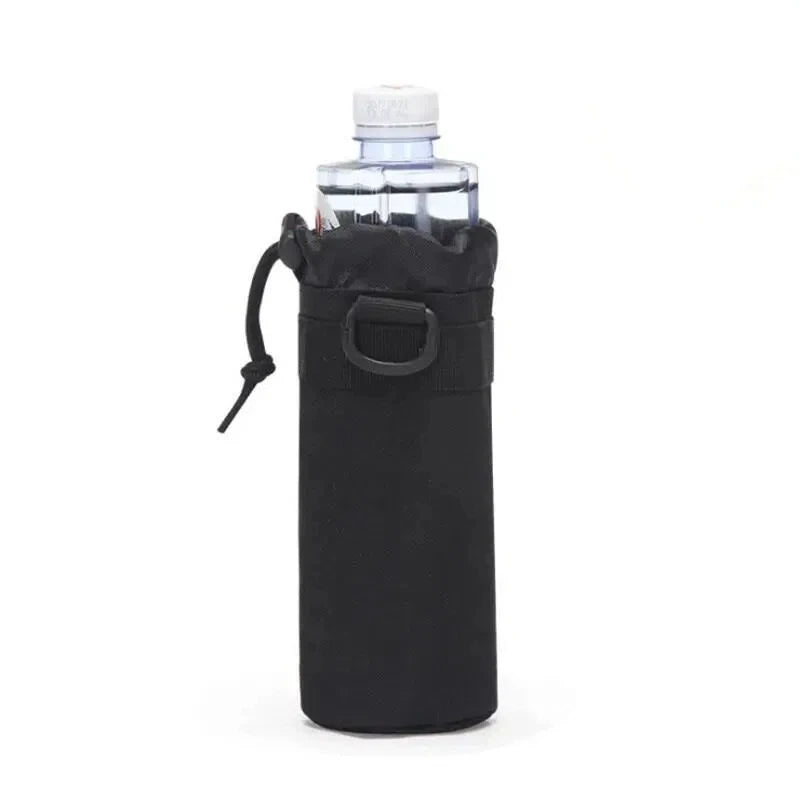 Portable MOLLE Water Bottle Bag 1000D Nylon Tactical Pouch Adjustable Drawstring Hydration Carrier for Outdoor Activities