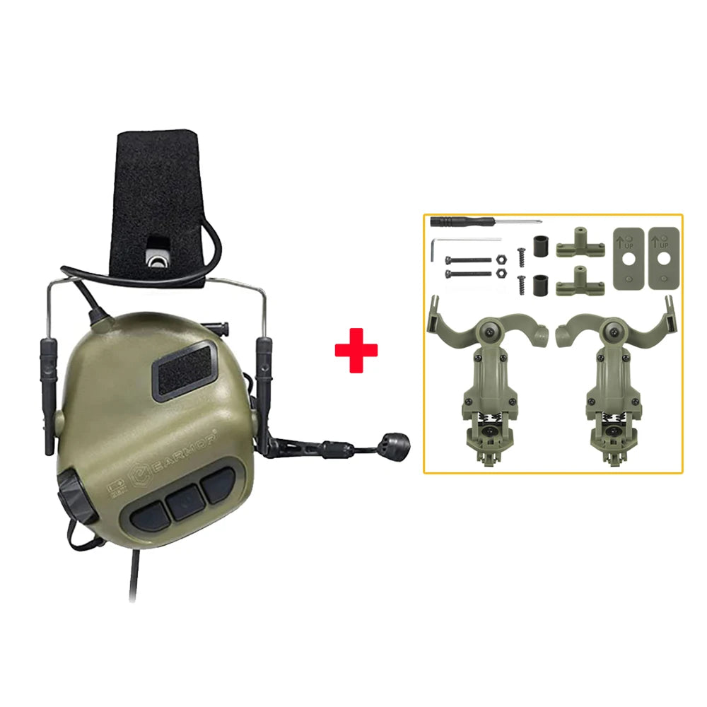 EARMOR Tactical Headset M32 MOD4 Active Shooter Earmuffs Helmet Headset with Helmet Rail Adapter Helmet Mount Headset