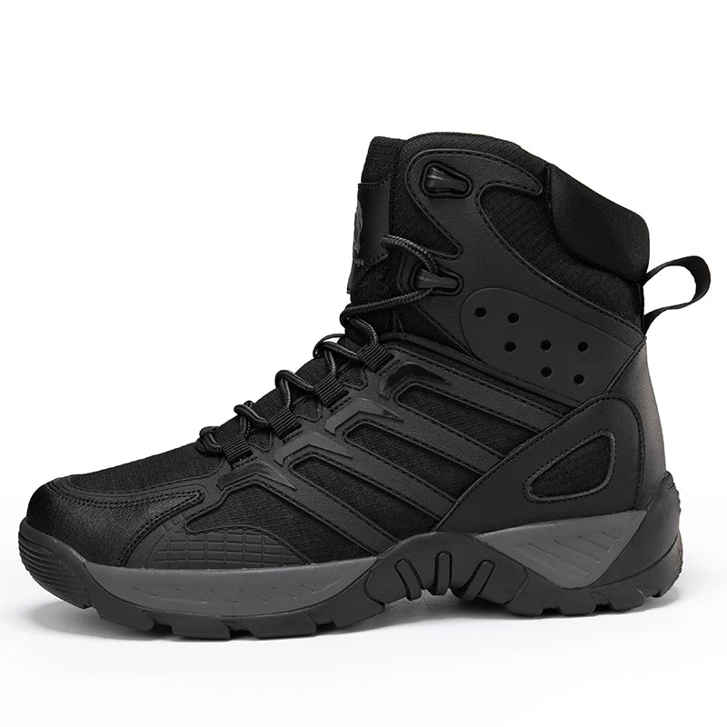 New Men's High Quality Leather Hiking Boots Lightweight Field Trekking Hunting Sneakers Non-slip Tactical Shoes Motorcycle Boots