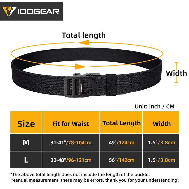 IDOGEAR Tactical 1.5” 1000D Nylon Work Belts for Men Casual Work Belt With Adjustable Buckle Trim to Fit 3434