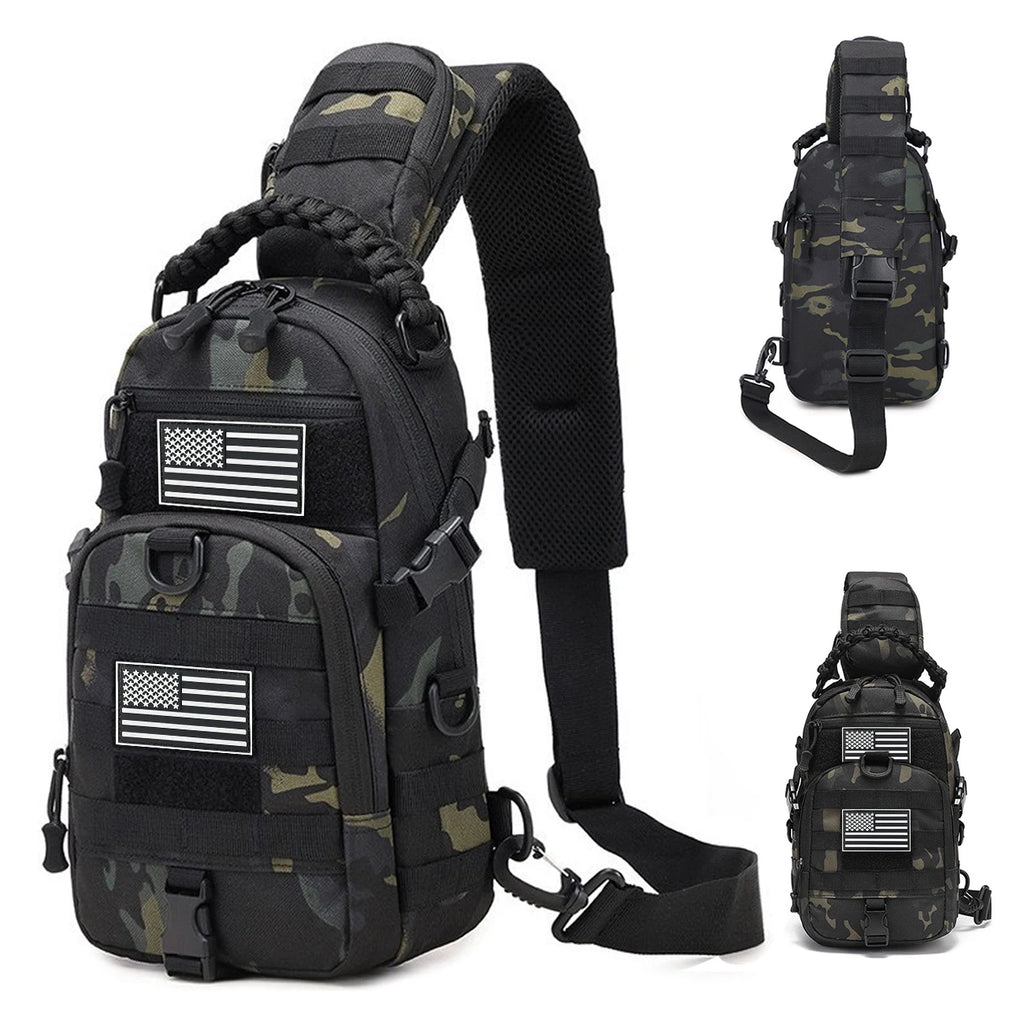 Multi functional crossbody chest bag Molle expansion system adjustable, widened, breathable single shoulder strap woven handle